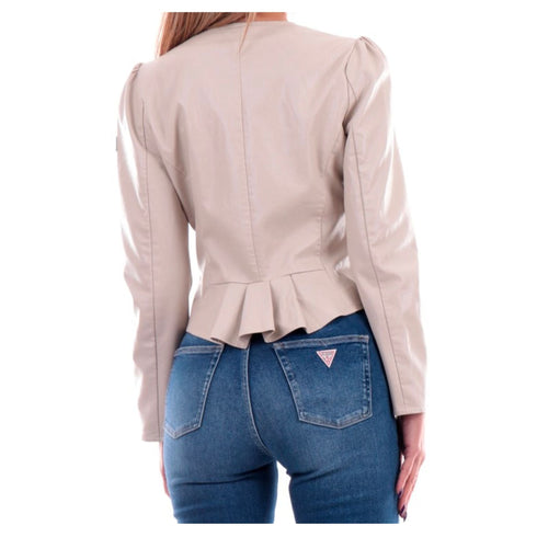Giubbino Donna in ecopelle stampata Ecru YES ZEE- Francavilla Moda